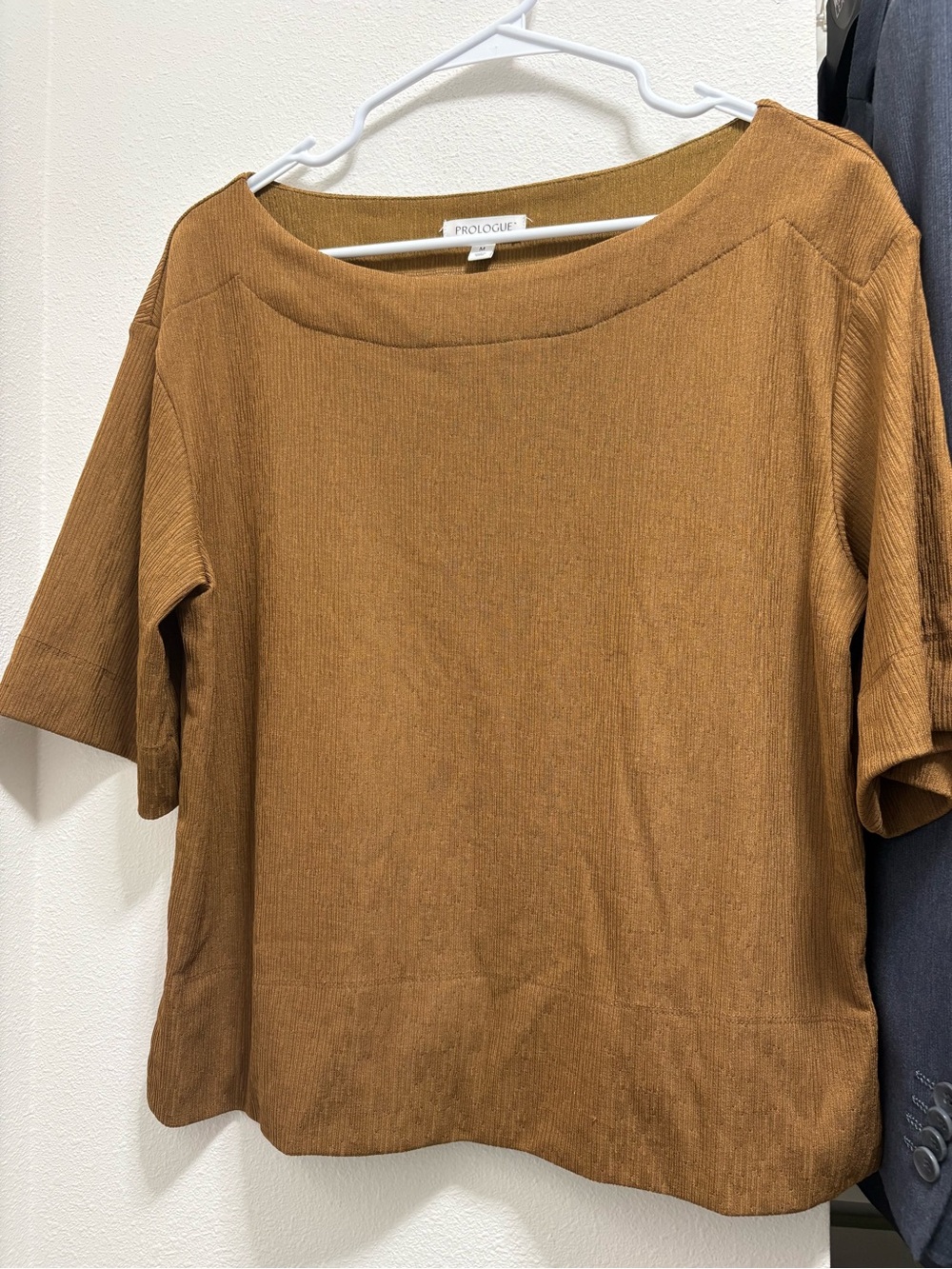 Prologue Short Sleeve Crewneck Top in Camel Brown